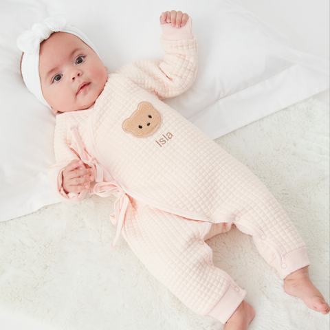 Newborn_Pink_Quilted_Baby_Girl_Coming_Home_Outfit_Babygrow_Romper - Babbico