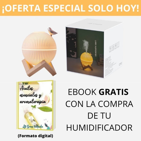 Oferta especial promocional del humidificador lampara mas un ebook de regalo de aromaterapia