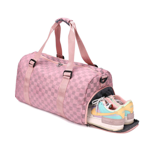 Step up your gym game with our Fashion Plaid Workout Gym Bag! This unique bag combines fashion and function, making it perfect for your workouts. Its stylish plaid design will make you stand out at the gym, while its spacious interior holds all your workout essentials. Upgrade to this must-have bag today!