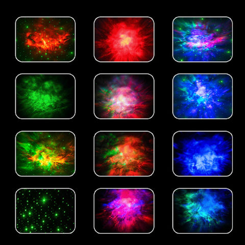 Image showing different settings options for color and typ of galaxy, for the Astronaut galaxy projetor.