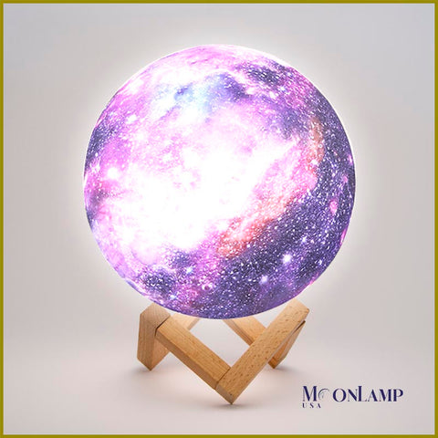 Galaxy Moon Lamp 8in with wooden stand