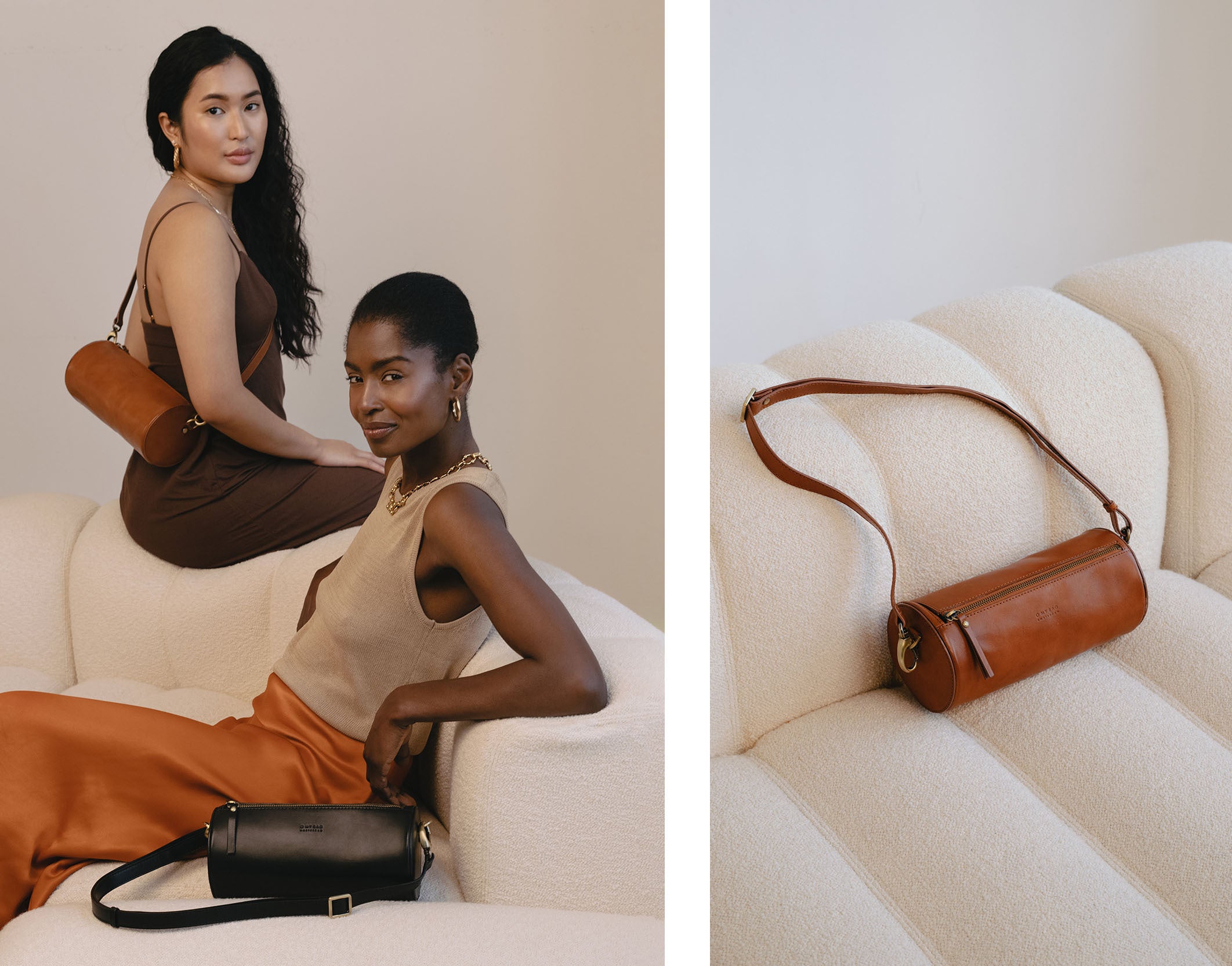 Izzy bags in cognac and black classic leather