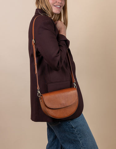 Short Crossbody Strap - Cognac Classic Leather