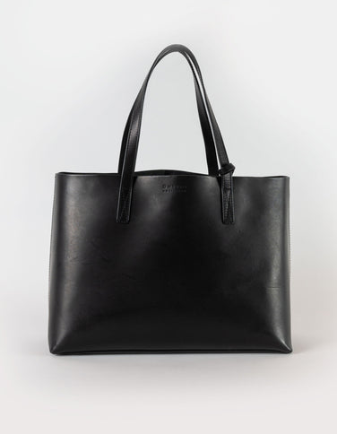 Black Leather Tote-Purse-Large