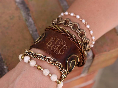 brass monogram cuff bracelet