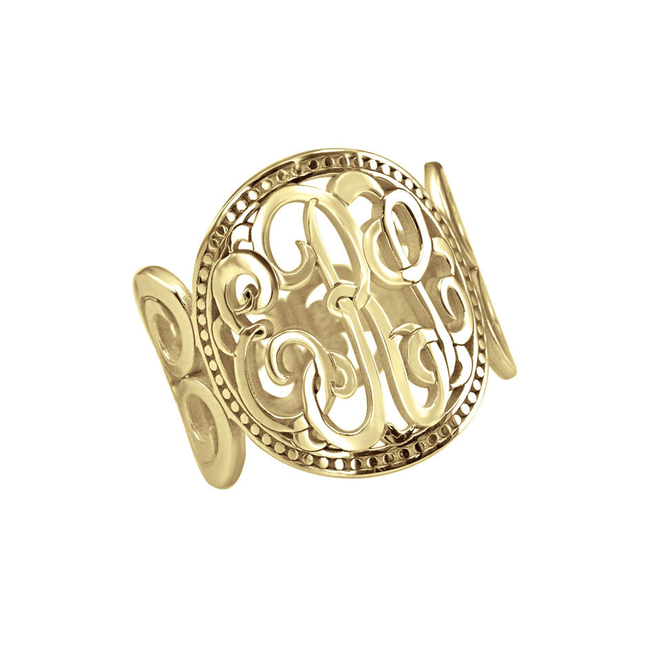 10K Gold Classic Rimmed Monogram Ring - Be Monogrammed