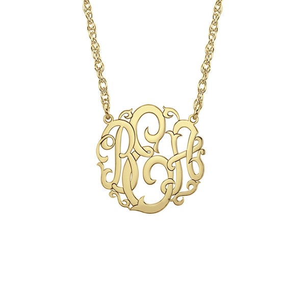 10K Gold Mini Vine Script Monogram Necklace - Be Monogrammed