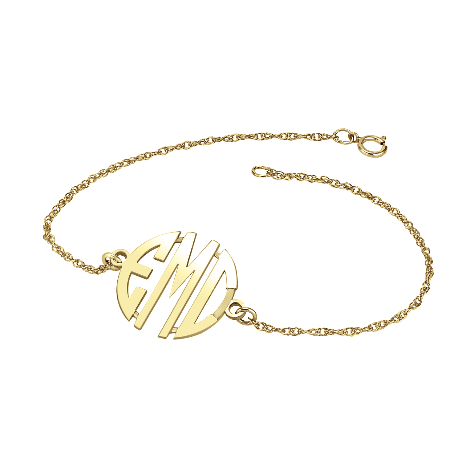 14K Solid Gold Block Monogram Bracelet - Be Monogrammed