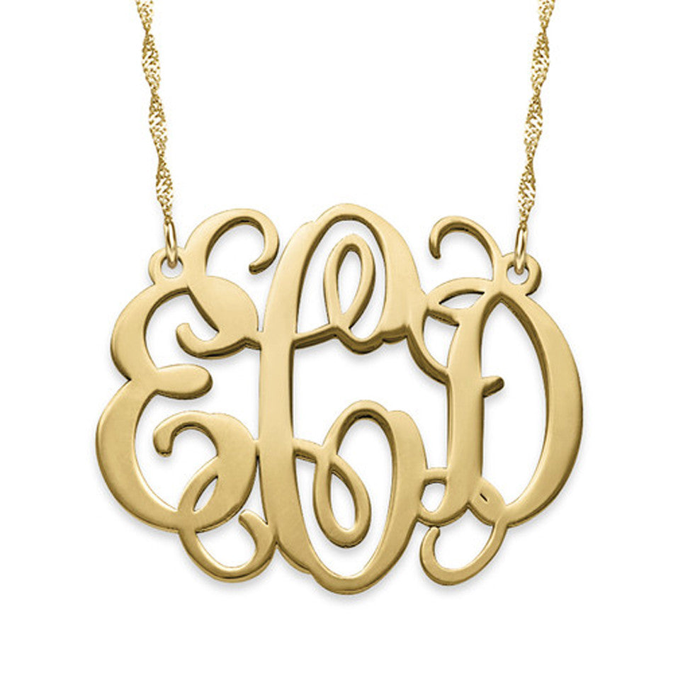 Small 14K Solid Gold Monogram Necklace - Be Monogrammed