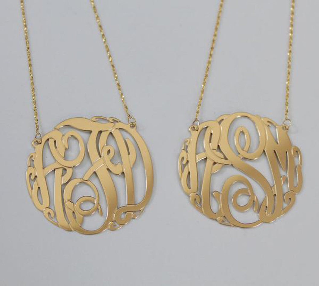 14K Gold Monogram Necklace - Big Slim - Be Monogrammed