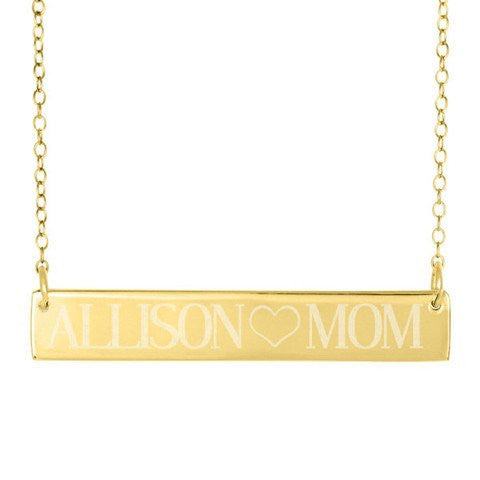 14K Gold Engraved Bar Necklace - Be Monogrammed