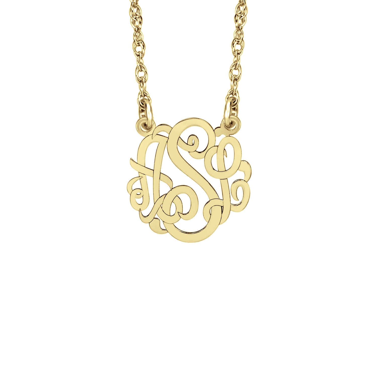 14K Solid Gold Mini Monogram Necklace - Be Monogrammed