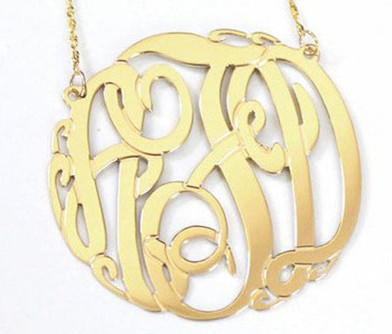 14K Gold Nameplate Necklace with Diamond - Be Monogrammed