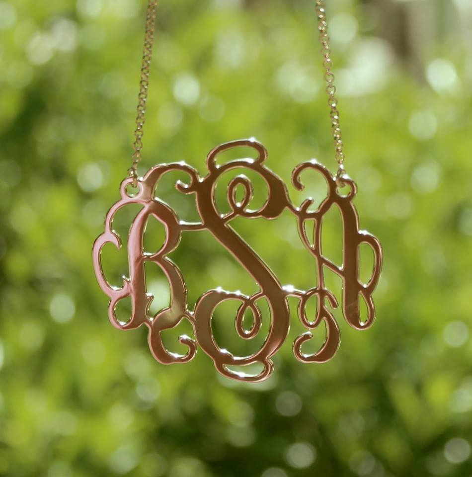 18K Gold Plated Vine Script Monogram Necklace - Be Monogrammed