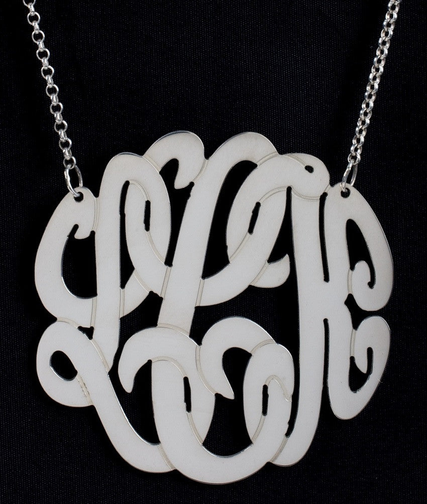 Large Sterling Silver Monogram Necklace - Be Monogrammed