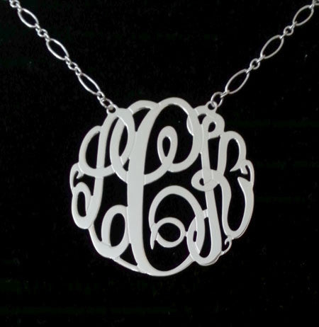 Better Jewelry Medium .925 Sterling Silver Custom Three Letter Initial Monogram Pendant Necklace (1.25) 1.25 x 1.25 / 20