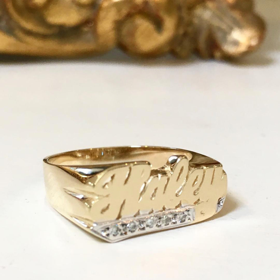  Name  Ring  with Diamonds 8mm Be Monogrammed