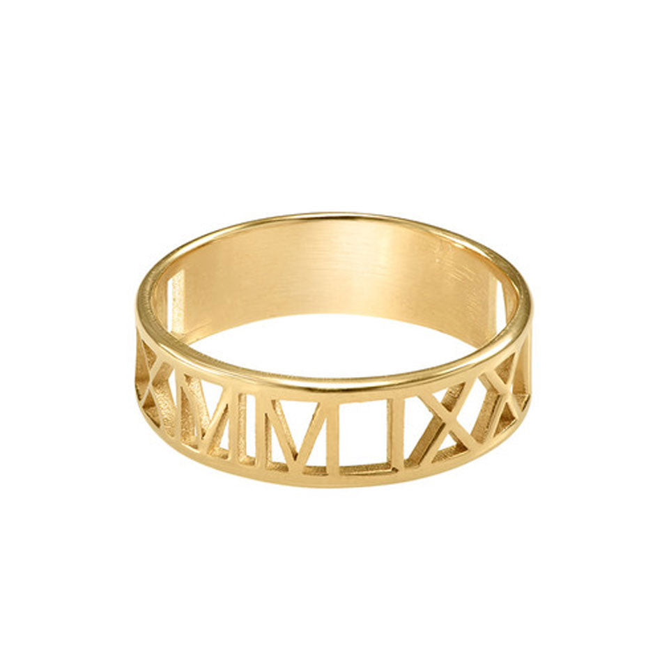 Gold Roman Numeral Ring Be Monogrammed