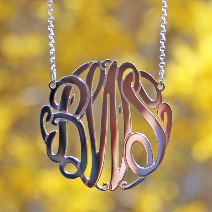 Sterling Silver Monogram Necklace - Big Slim - Be Monogrammed