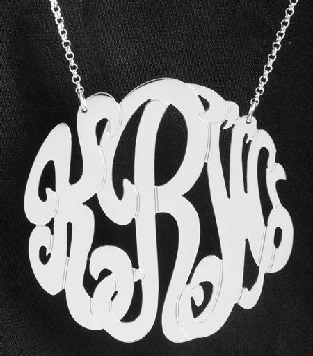 Extra Large Sterling Silver Monogram Necklace - Be Monogrammed