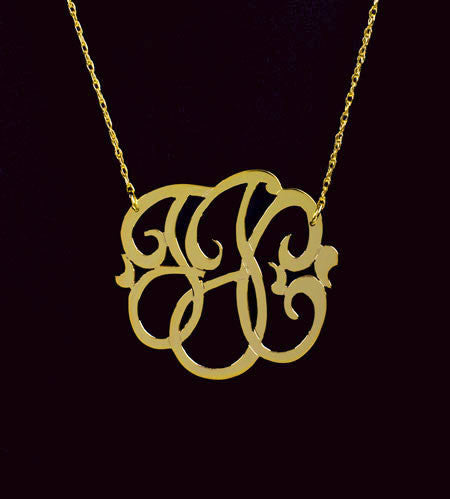 Gold Mini Block Monogram Necklace