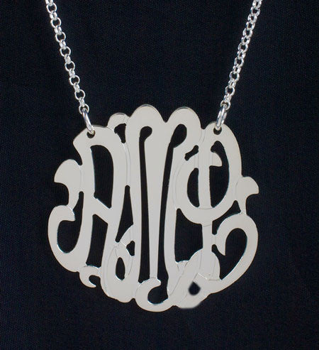 Medium Sterling Silver Monogram Necklace - Be Monogrammed