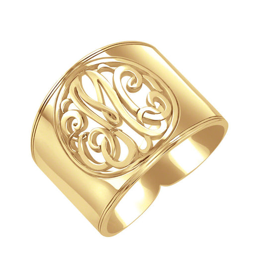 Monogram Gold Signet Ring Interlocking Script / 10K Gold / Rush It! Ships in Approx 7-10 Business Days