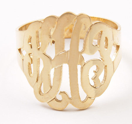 14K Solid Gold Monogram Signet Ring, SRGM1