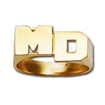 Personalized Gold Stacked Initial Monogram Ring- 8mm - Be Monogrammed