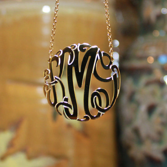 Hand Cut Lace Monogram Necklace