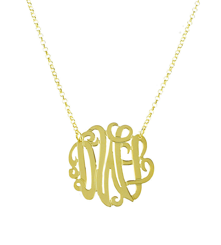 Gold Monogram Necklace - Bella Scroll - Be Monogrammed