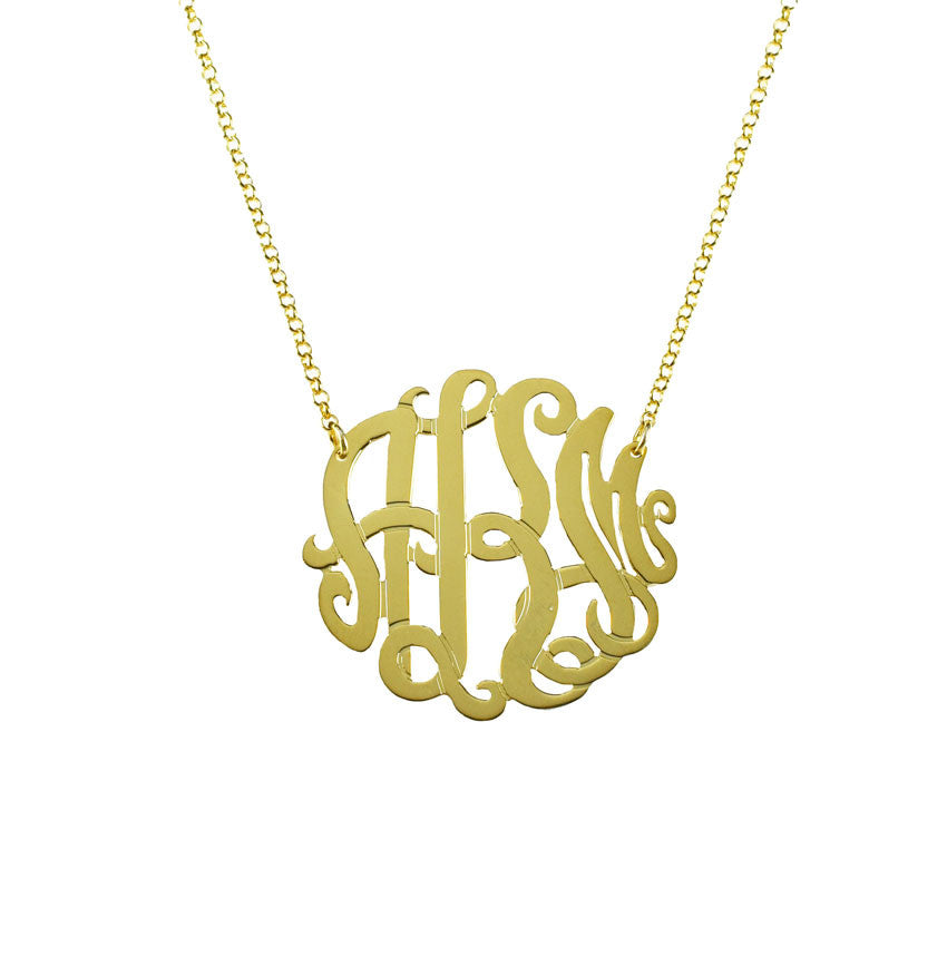 Gold Monogram Necklace - Bella Scroll - Be Monogrammed