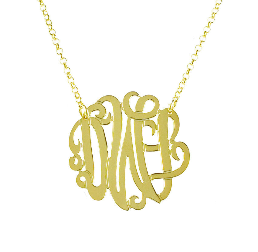 Gold Monogram Necklace - Bella Scroll - Be Monogrammed