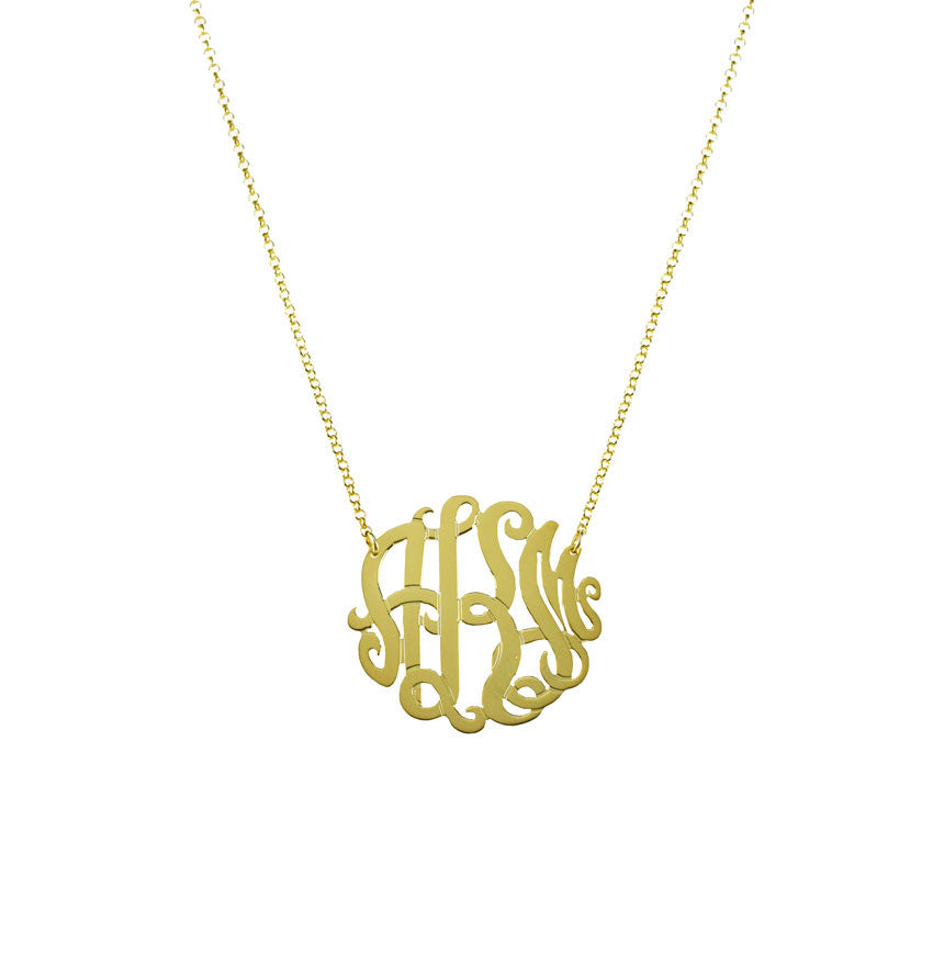 Gold Monogram Necklace - Bella Scroll - Be Monogrammed