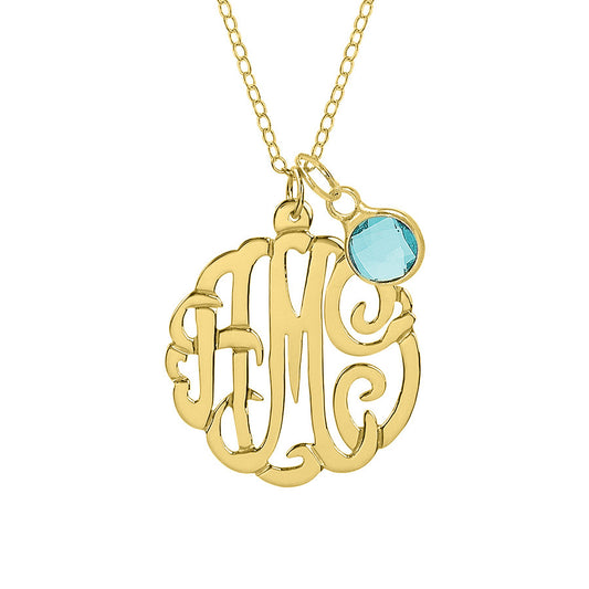 Gold Monogram Necklace 1.5 Inch 18k Gold Plated Initial 