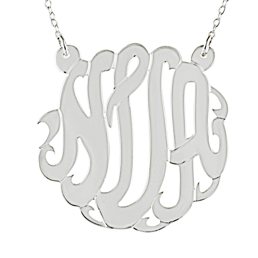 Medium/Large Sterling Silver Monogram Necklace-Split Chain - Be Monogrammed