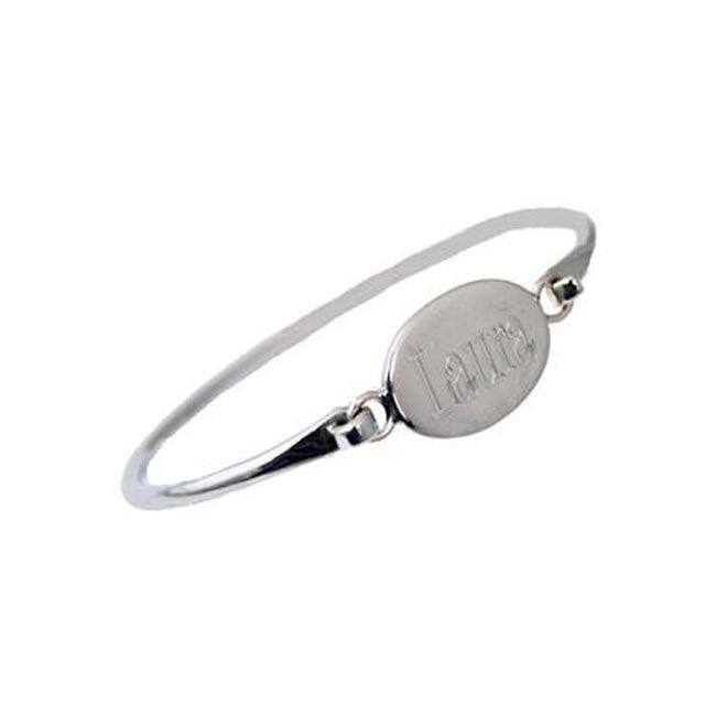 Sterling Silver Oval Monogram Bangle Bracelet - Be Monogrammed