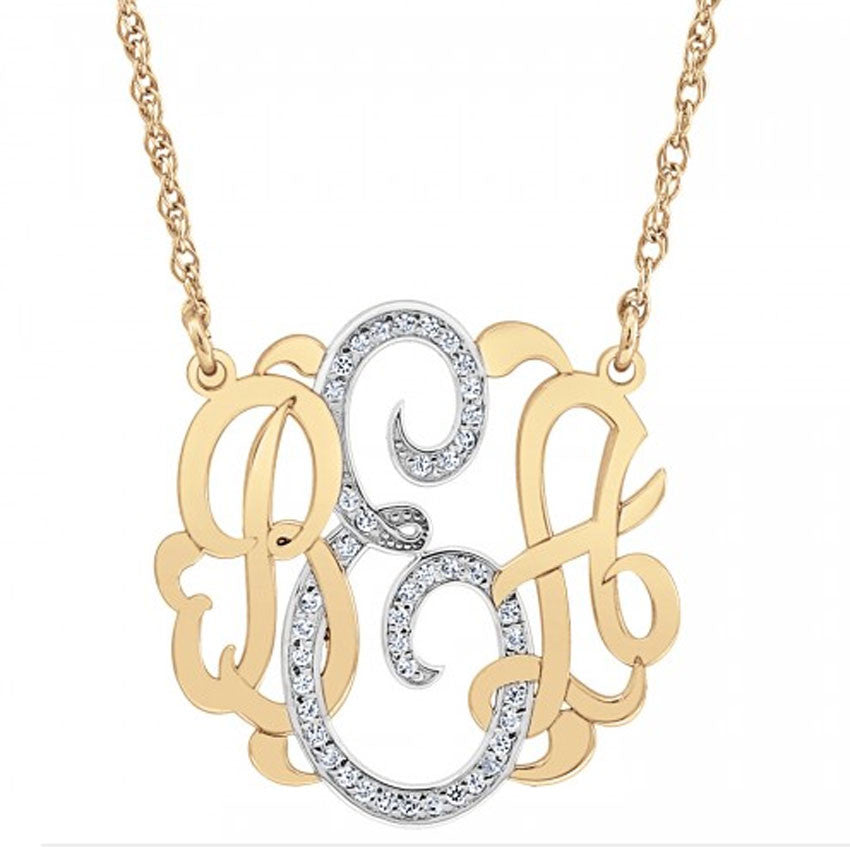 Diamond Classic Monogram Necklace - Be Monogrammed