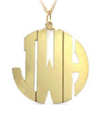 Gold Mini Block Monogram Necklace