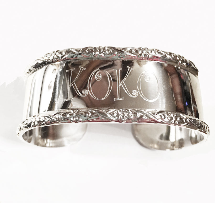 Sterling Silver Braided Monogram Cuff Bracelet - Be Monogrammed