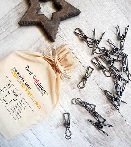 the red house stainless steel pegs non rusting marine grade lasts a lifetime plastic free zero waste laundry clothes hanging