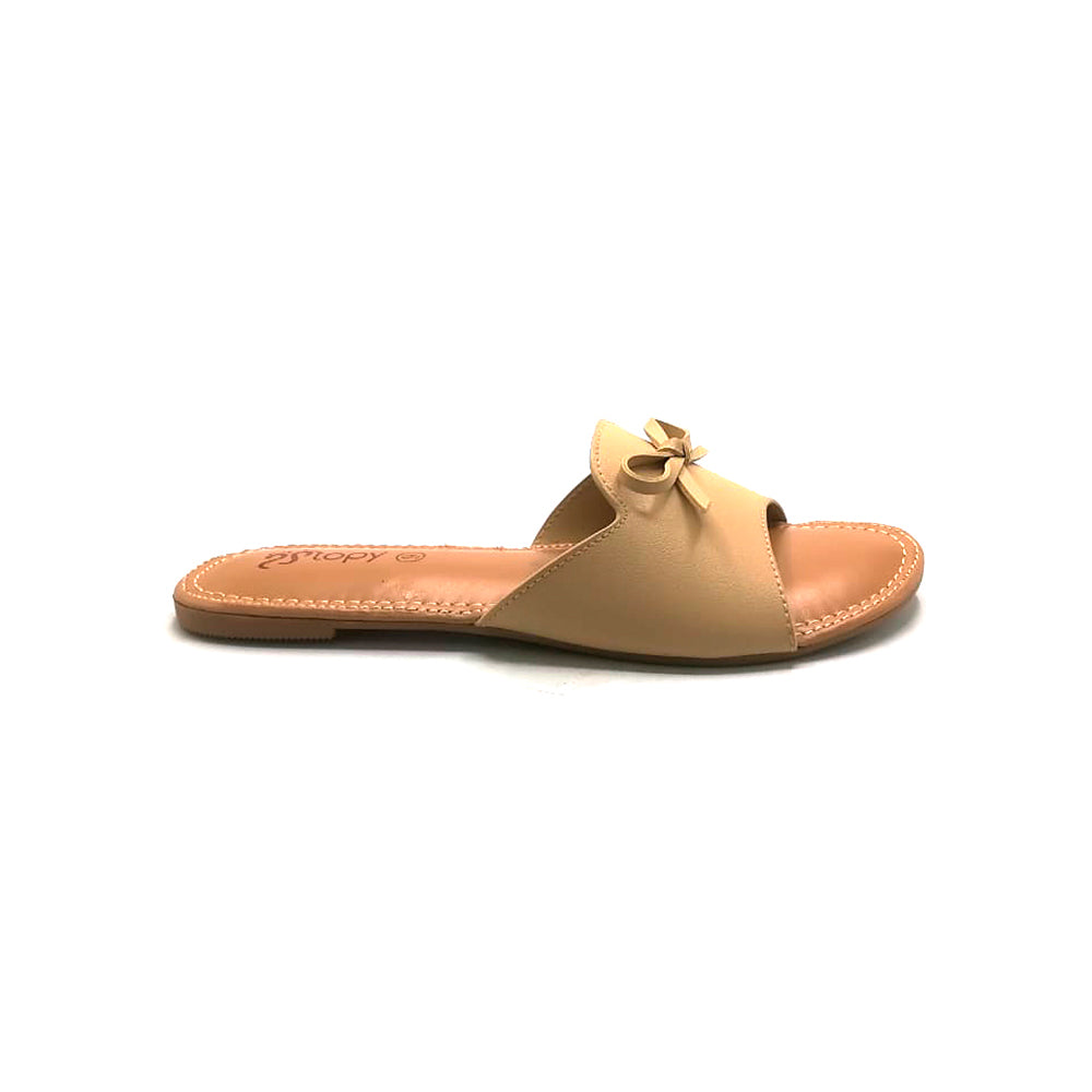 Open-Toe Flat Leather chappal with Bow detail