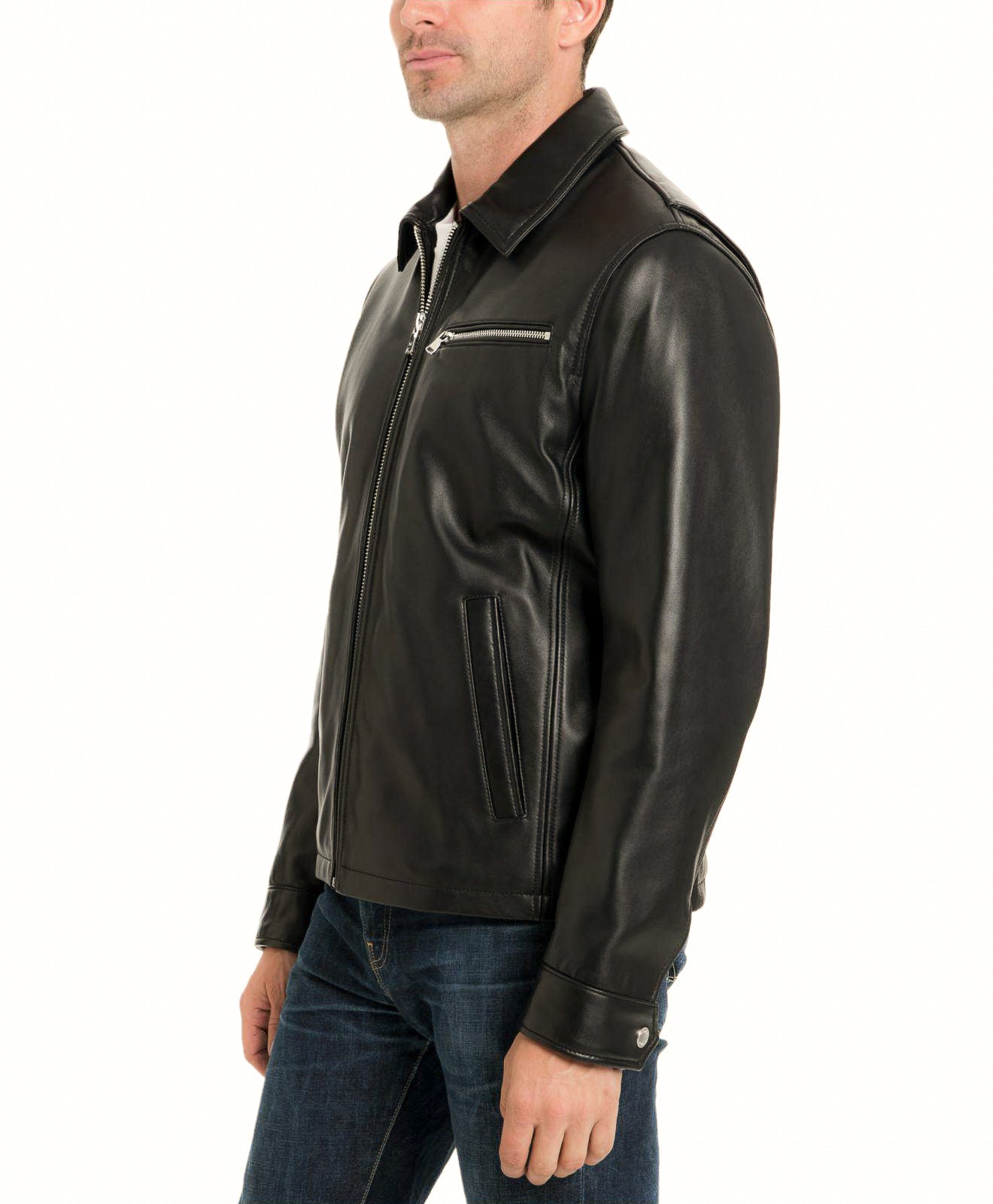 michael kors zip front leather jacket