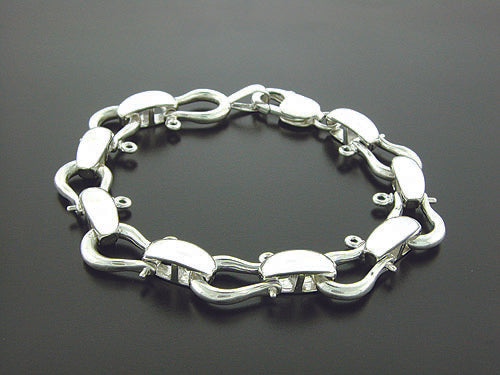 Shackle Hook Bracelet - Sterling Silver 8mm 7.5 inch