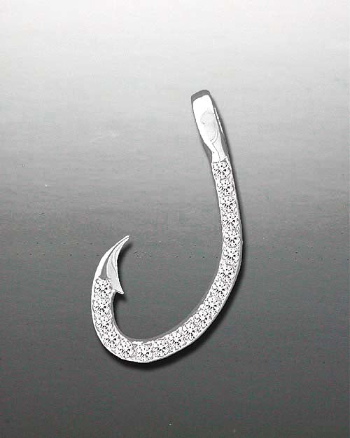 Macy's Men's Diamond Fish Hook Pendant (1/4 ct. t.w.) in 14K Gold-Plated Sterling  Silver