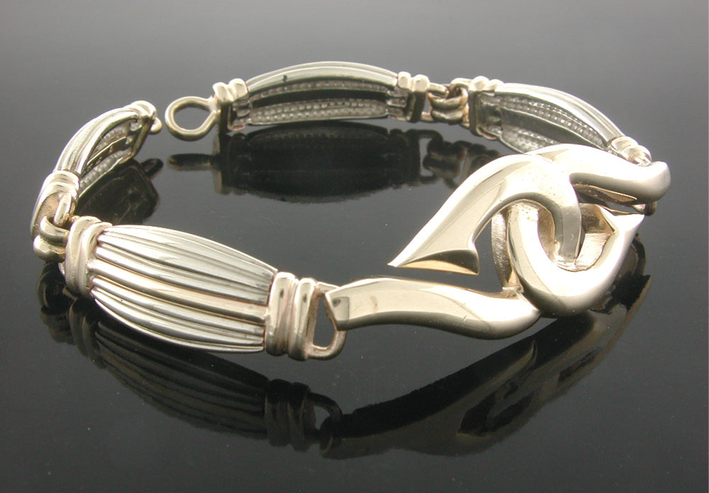 Fish Hook Bracelet - Solid Silver 8