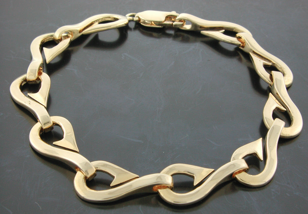 Fish Hook Bracelet 14 Karat Gold and Diamonds For Sale at 1stDibs