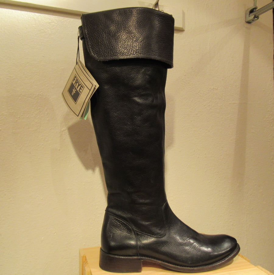 Frye Black Leather Pebbled Thigh boots