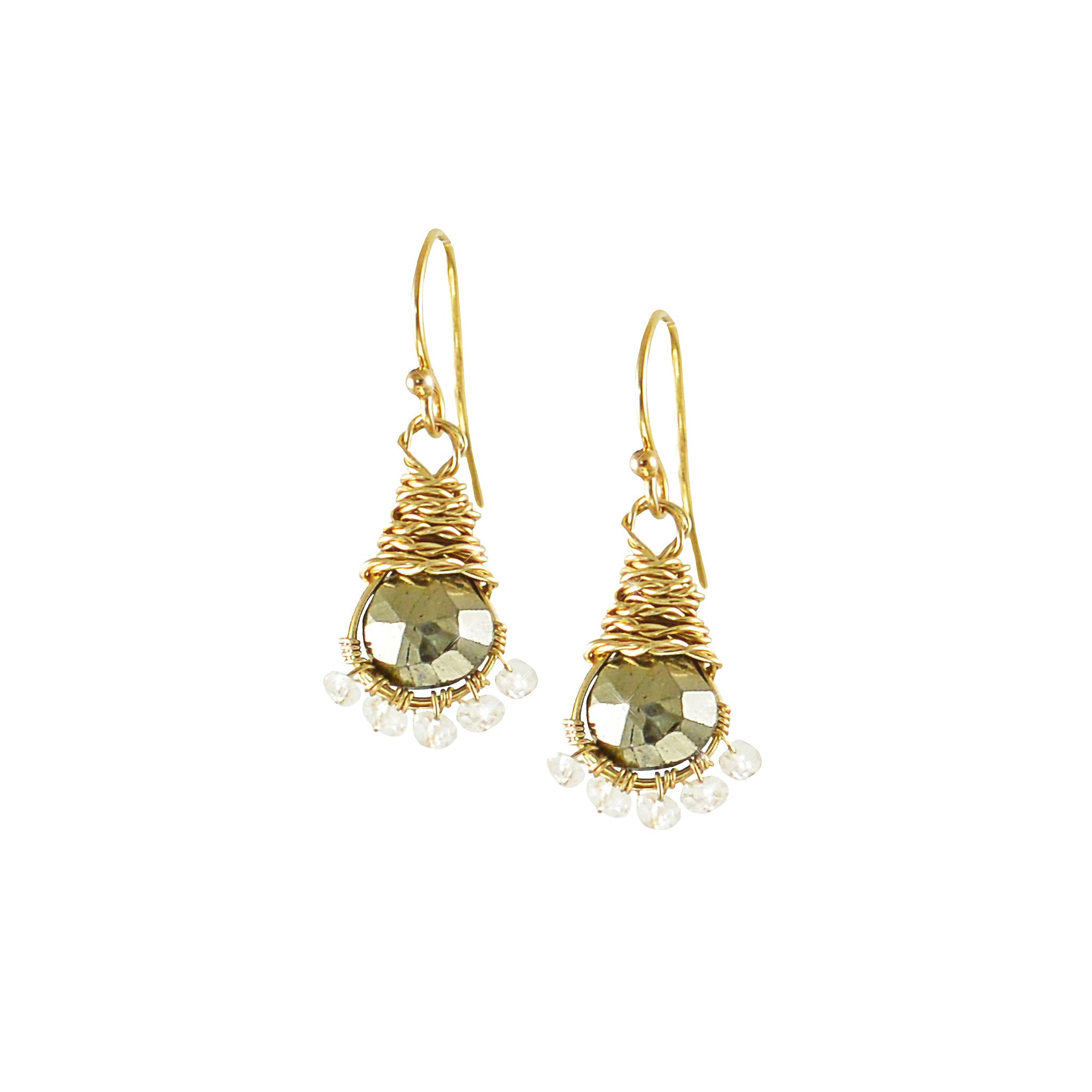 Callie Earrings in Pyrite & White Topaz