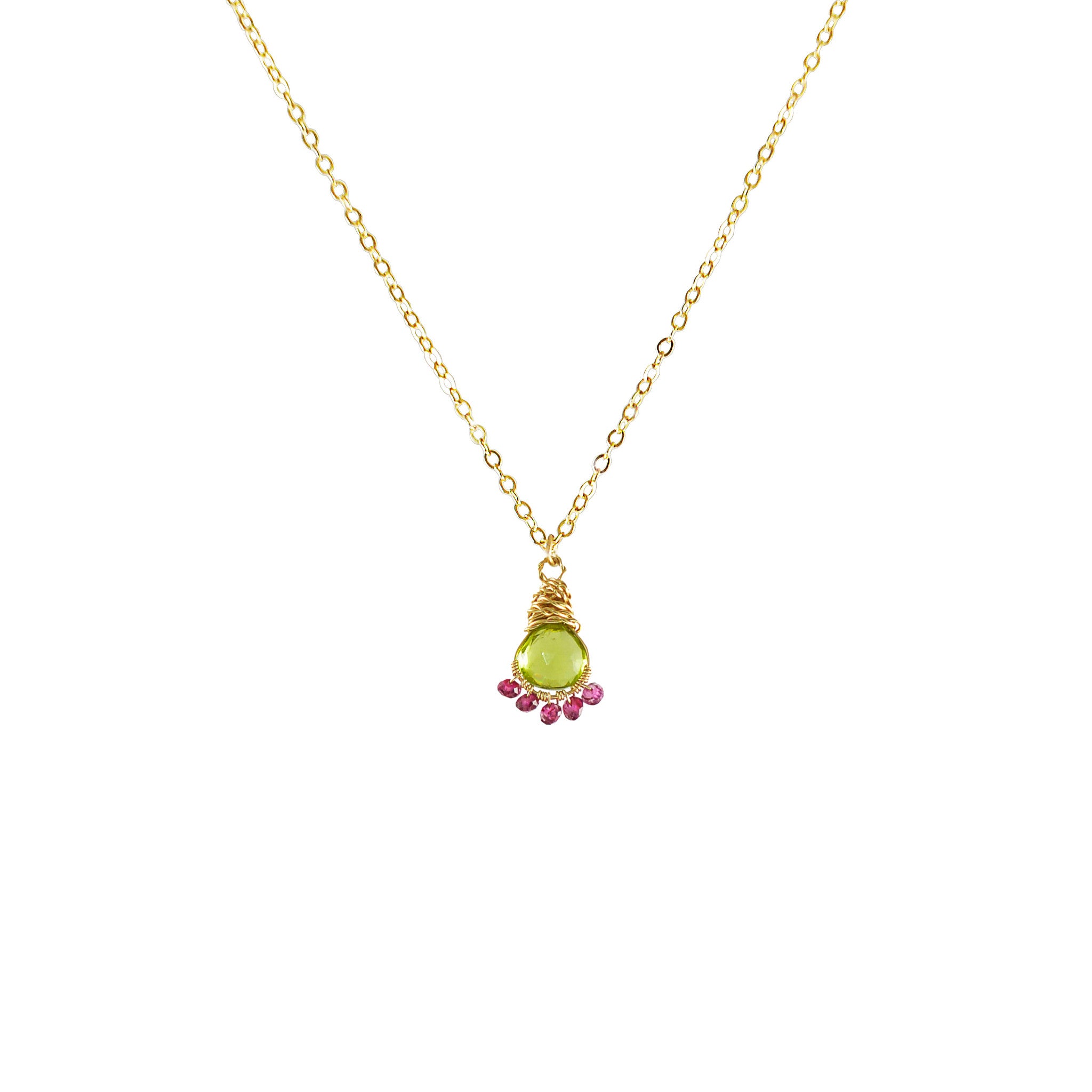 Callie Necklace in Peridot & Pink Topaz